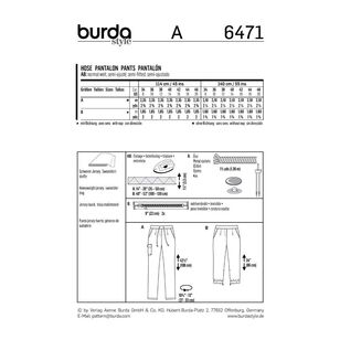 Burda 6471 Misses' Pants Pattern White 8 - 20