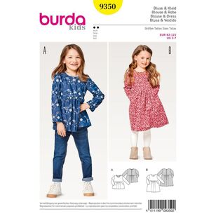 Burda 9350 Child's Dresses Pattern White 2 - 7 Years
