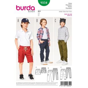 Burda 9354 Girl/Girl Plus Pants and Shorts Pattern White 6 - 13 Years