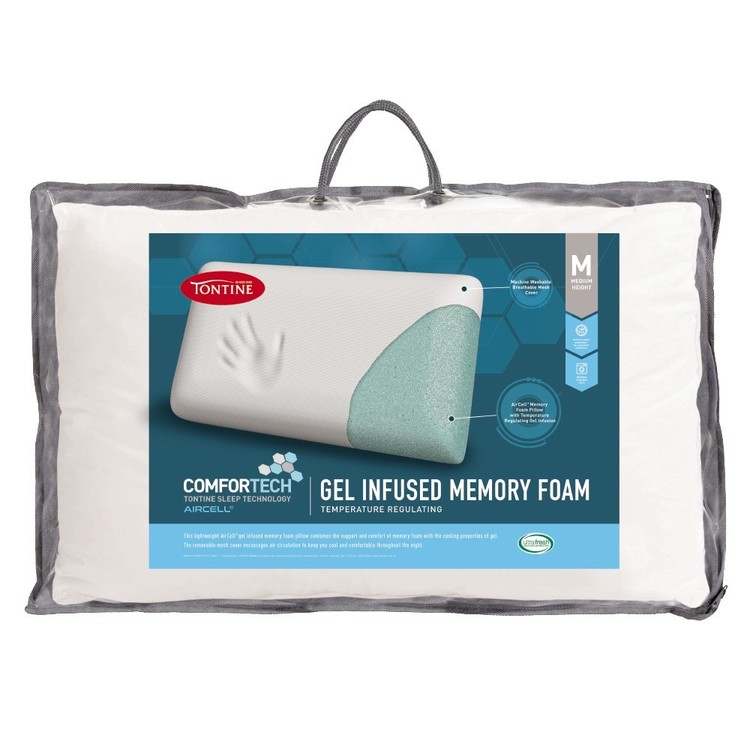 Tontine Gel Infused Memory Foam Pillow White Standard