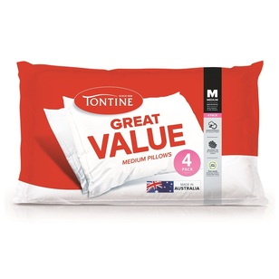 Tontine Great Value 4 Pack Pillow White