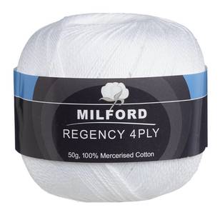 Milford Regency 4Ply 50 g Cotton Yarn 02 White 50 g