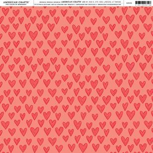 American Crafts Red Hearts Print Red 12 x 12 in