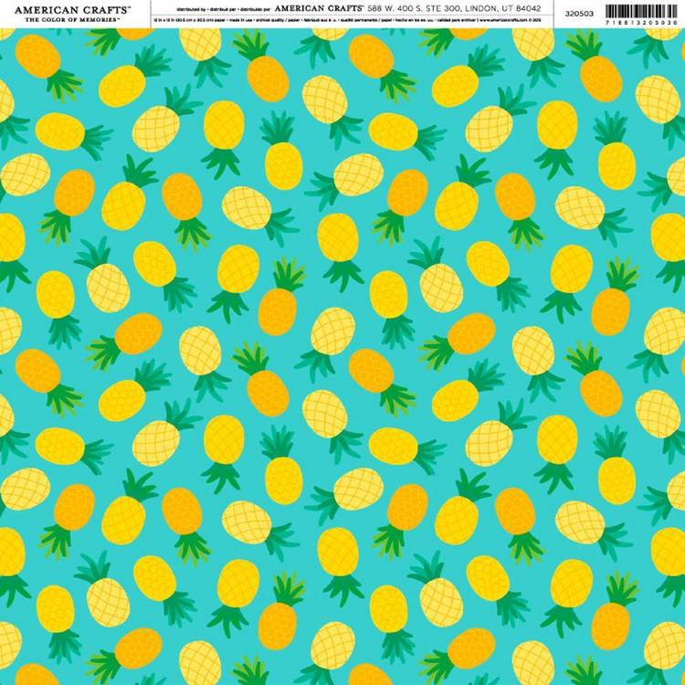 American Crafts Pineapples Print Multicoloured 12 x 12 in