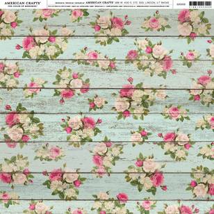 American Crafts Wood Floral Print Multicoloured 12 x 12 in