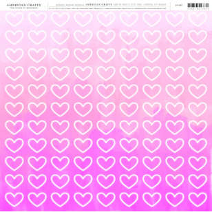 American Crafts Electric Hearts Print Pink 12 x 12 in