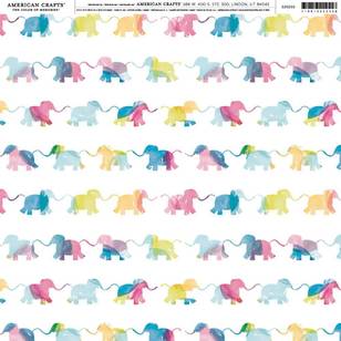 American Crafts Elephants Print Multicoloured 12 x 12 in