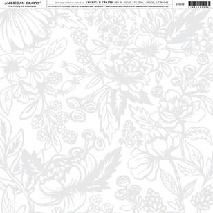American Crafts Grey Floral Wedding Print White & Grey 12 x 12 in