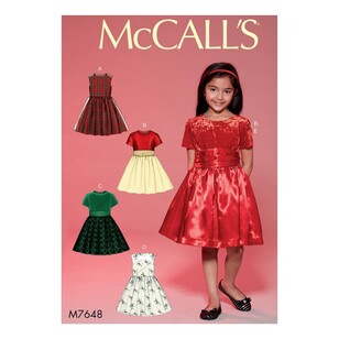 McCall's Pattern M7648 Childrens'/Girls' Gathered Dresses with Petticoat and Sash