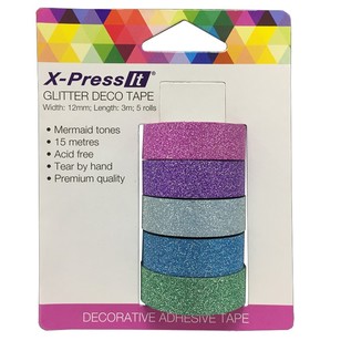 X-Press It Glitter Tape 5 Pack Mermaid 12 mm x 3 m