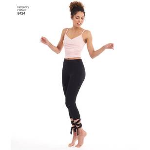 Simplicity Pattern 8424 Misses' Knit Leggings in Two Lengths and Three Top Options All Sizes