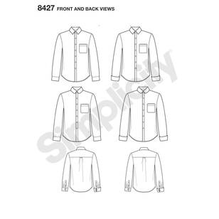Simplicity Pattern 8427 Men's Fitted Shirt with Collar and Cuff Variations by Mimi G