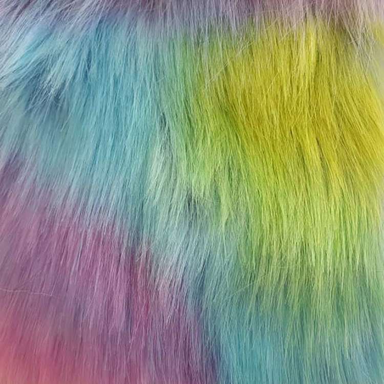 Fanfare Rainbow Printed Deluxe Faux Fur Fabric Multicoloured 148 cm