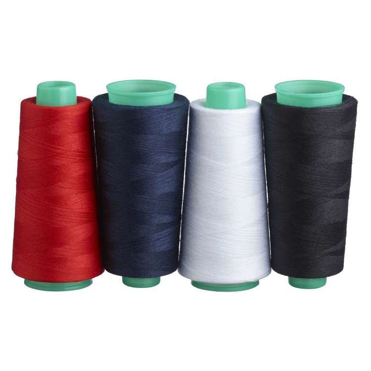 Overlocking Thread Spotliught Birch Polyester Overlocking Thread 4 Pack Red, Navy, Black & White ...