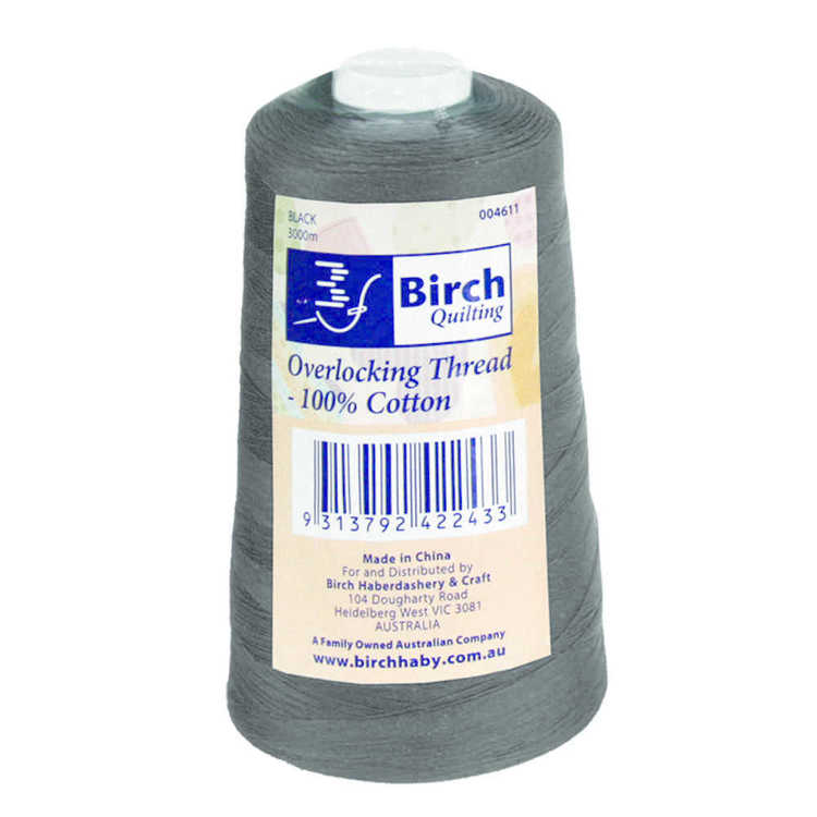 Overlocking Thread Spotliught Birch 3000 Metre Cotton Overlocking Thread Black | Spotlight Australia