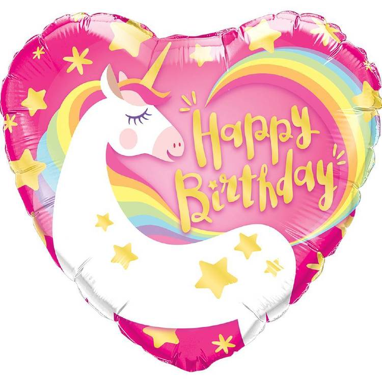 Qualatex Magical Unicorn Heart Foil Birthday Balloon