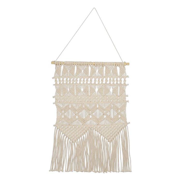 Living Space Hand Woven Macrame Demi Wall Hanging White 40 x 70 cm