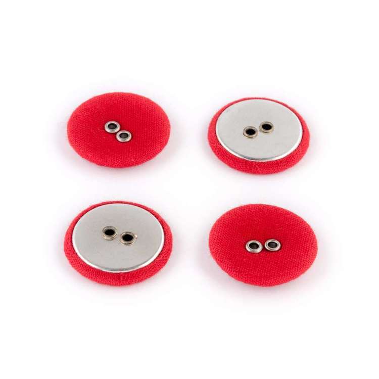 Hemline Fabric Covered Knit Button Red