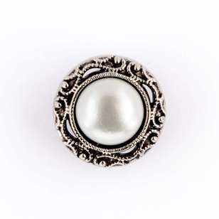 Hemline Silver Edge Pearl Button Pearl