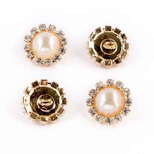 Hemline Pearl Diamond Gold Rim Button Pearl 16 mm