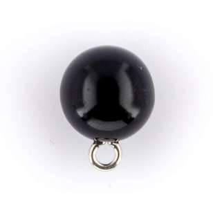 Hemline Round Precious Pearl Button  Black