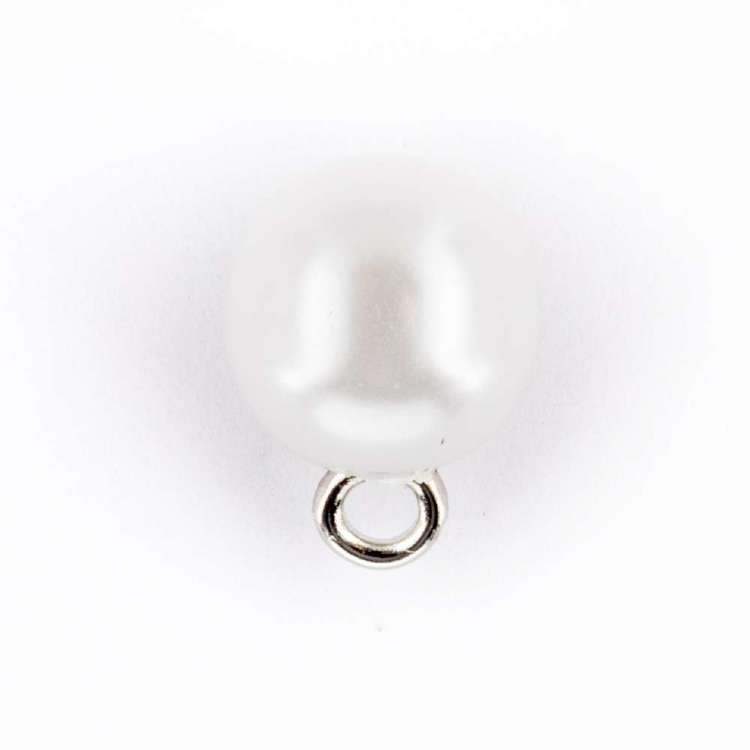 Hemline Round Precious Pearl Button  White