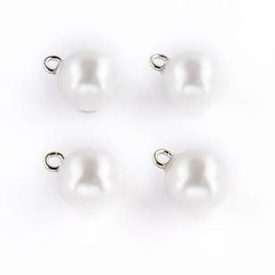 Hemline Round Precious Pearl Button  White