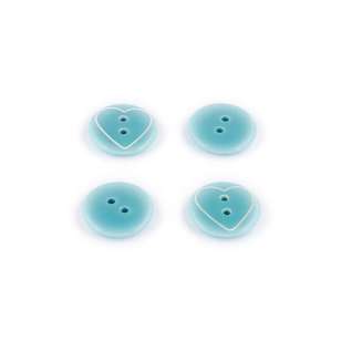 Hemline Novelty Heart Print Button Baby Blue 15 mm