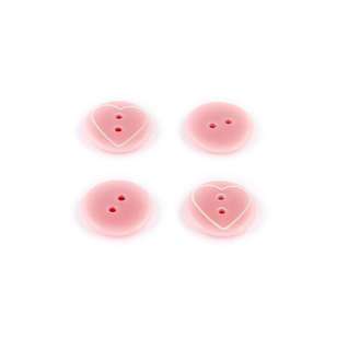 Hemline Novelty Heart Print Button Pink 15 mm