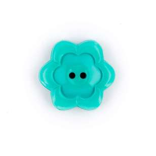 Hemline Novelty Flower Button Aqua 25 mm