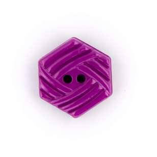 Hemline Novelty Hexagon Button Purple 15 mm