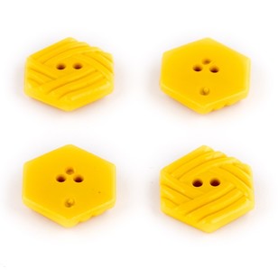 Hemline Novelty Hexagon Button Yellow 15 mm