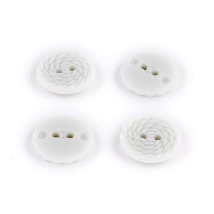 Hemline Round Rope Button White