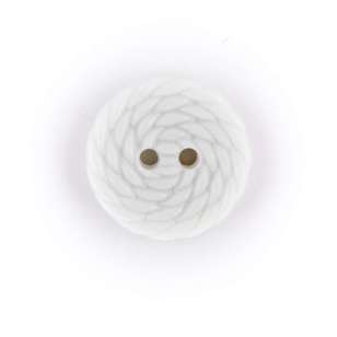 Hemline Round Rope Button White