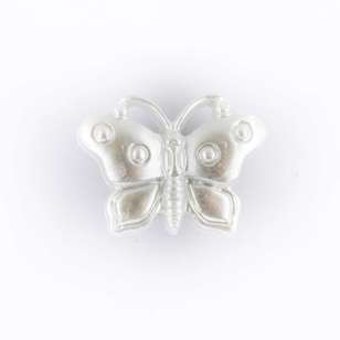 Hemline Pearled Butterfly Button White 18 mm