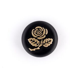 Hemline Convex Rose Button Black & Gold 21 mm