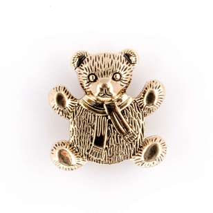 Hemline Novelty Bear Button Gold 22 mm