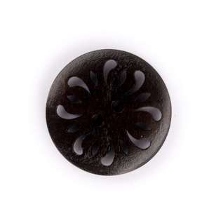 Hemline Comma Engraved Fashion Button Black 30 mm