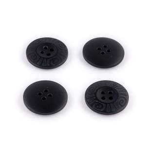 Hemline Laser Swirl Button Black 20 mm