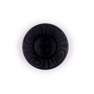 Hemline Laser Swirl Button Black 20 mm