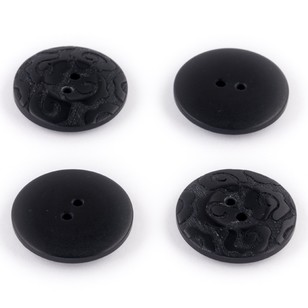 Hemline Laser Ripples Button Black 18 mm