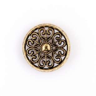 Hemline Metal Floral Button Gold 28 mm