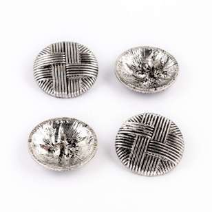Hemline Metal Weave Button  Silver 25 mm