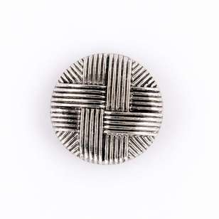 Hemline Metal Weave Button  Silver 25 mm
