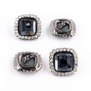 Hemline Diamond Rim Jewellery Button Black 24 mm