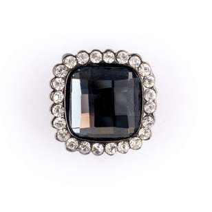 Hemline Diamond Rim Jewellery Button Black 24 mm