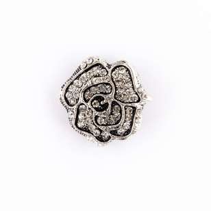 Hemline Diamond Flower Button Black 23 mm