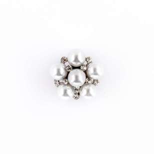 Hemline Pearl Petal Button White 18 mm