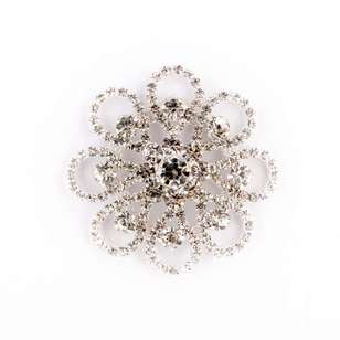 Hemline Diamond Daisy Shank Button Silver