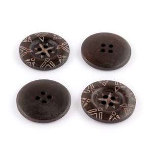 Hemline Aztec Print Fashion Button Black 30 mm